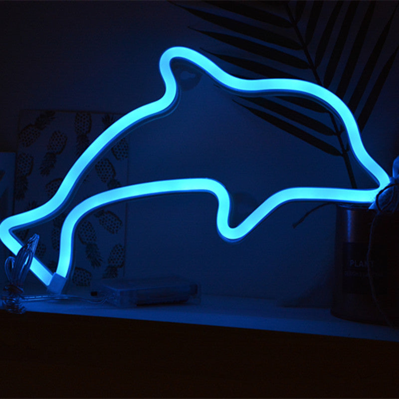 Dinosaur and Dolphin Neon Light