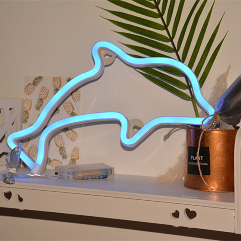 Dinosaur and Dolphin Neon Light