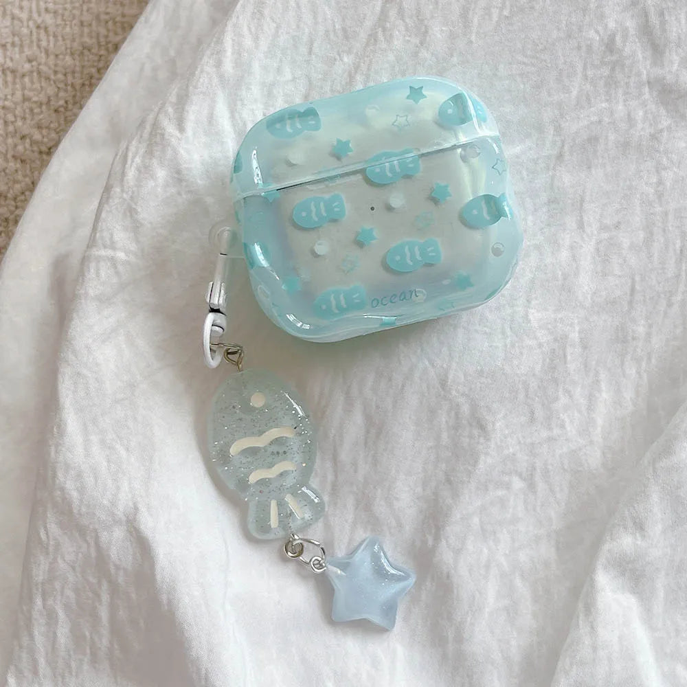 Blue Fish Star Airpods Case