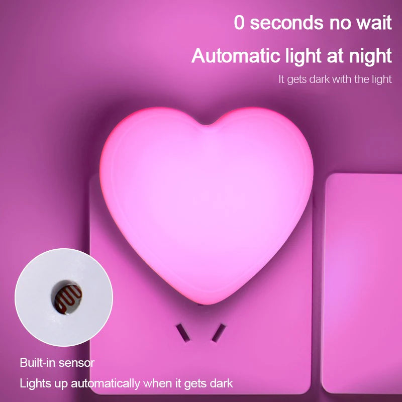 Heart LED Lamp Energy Saving Plug Night Light