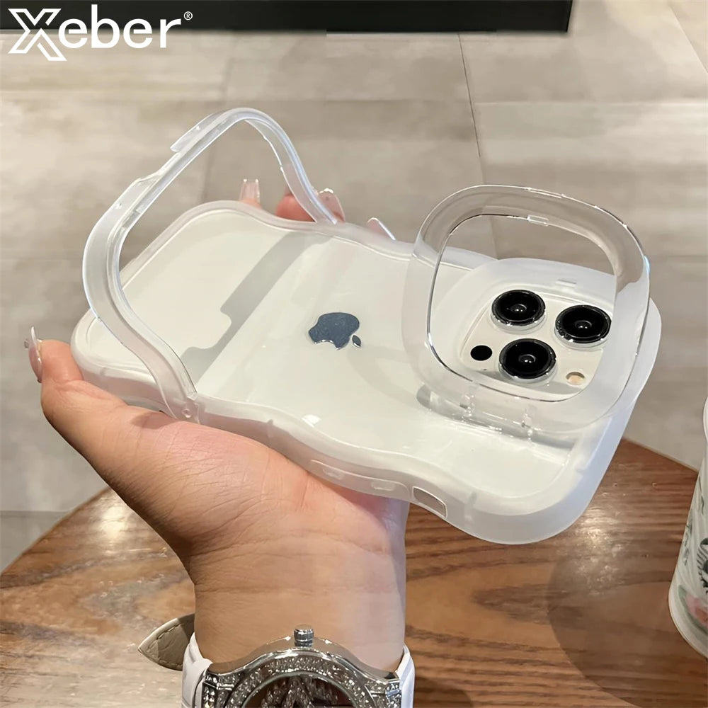 Folding Stand Wave Clear Phone Case