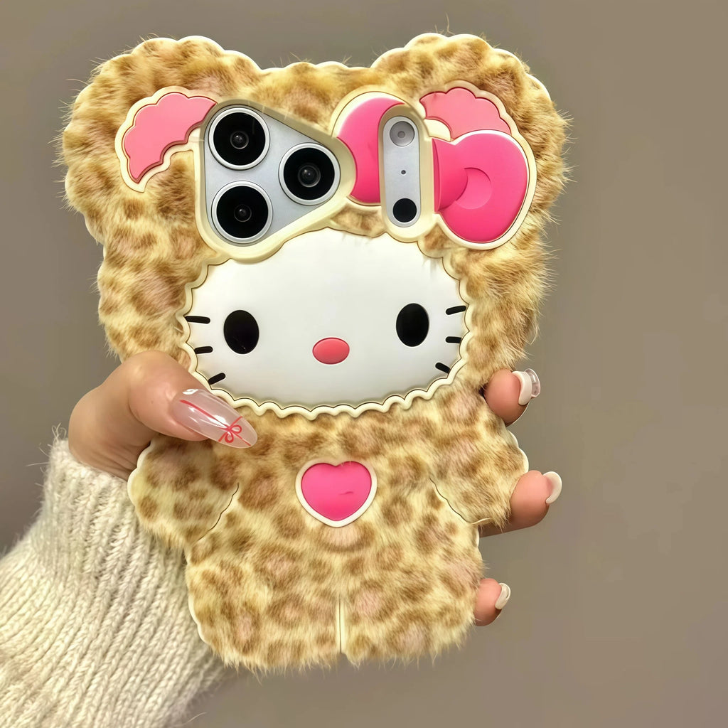 Fluffy Leopard Print Phone Case