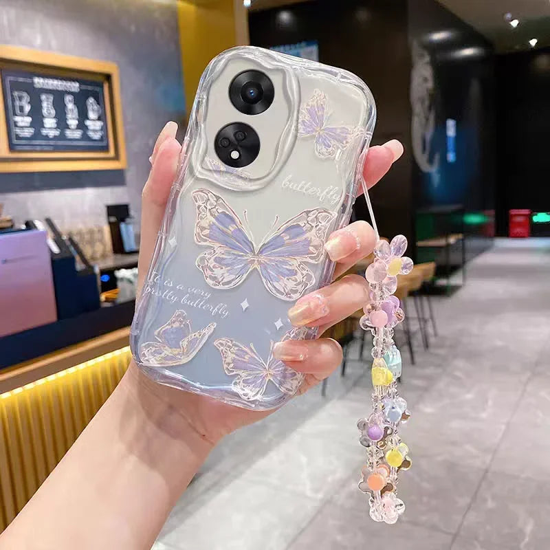 Butterfly Flower Wrist Chain Phone Case