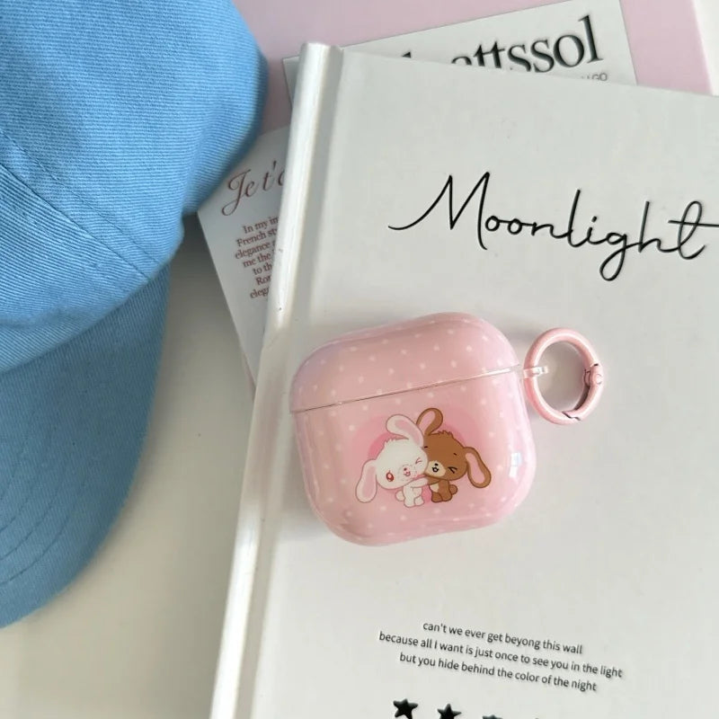 Pink Dots Sweet Rabbits Airpods Case