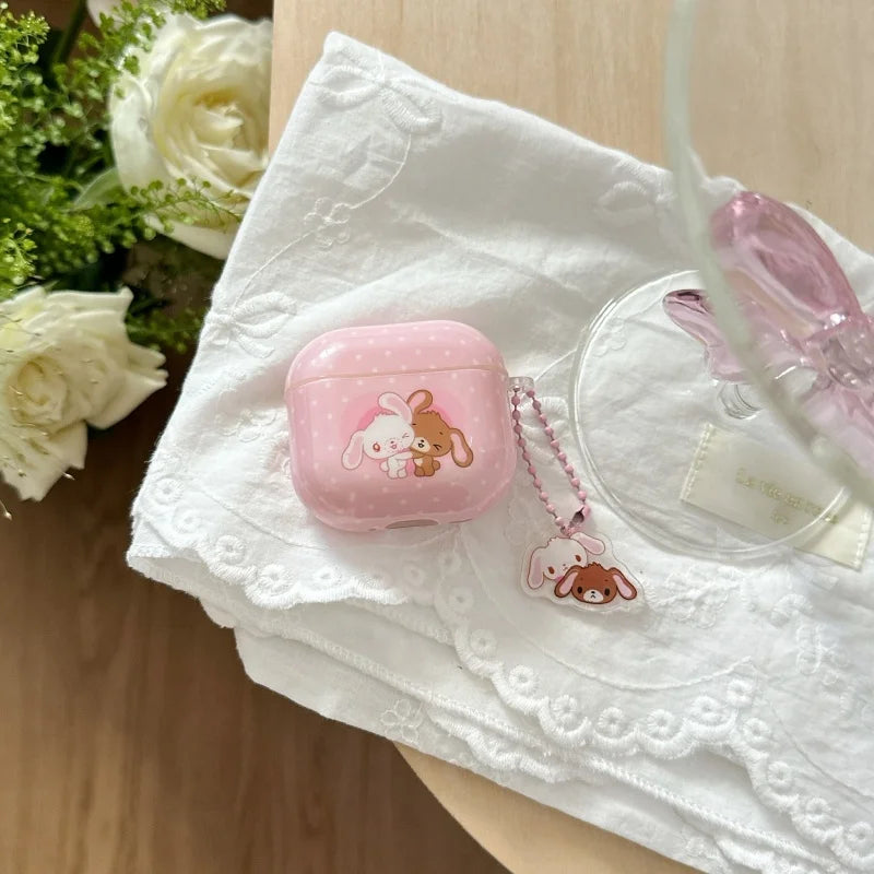 Pink Dots Sweet Rabbits Airpods Case