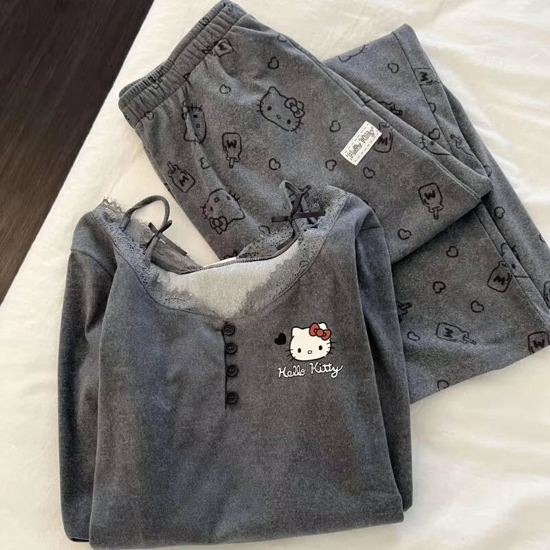 Gray & Pink / White Pajamas Set