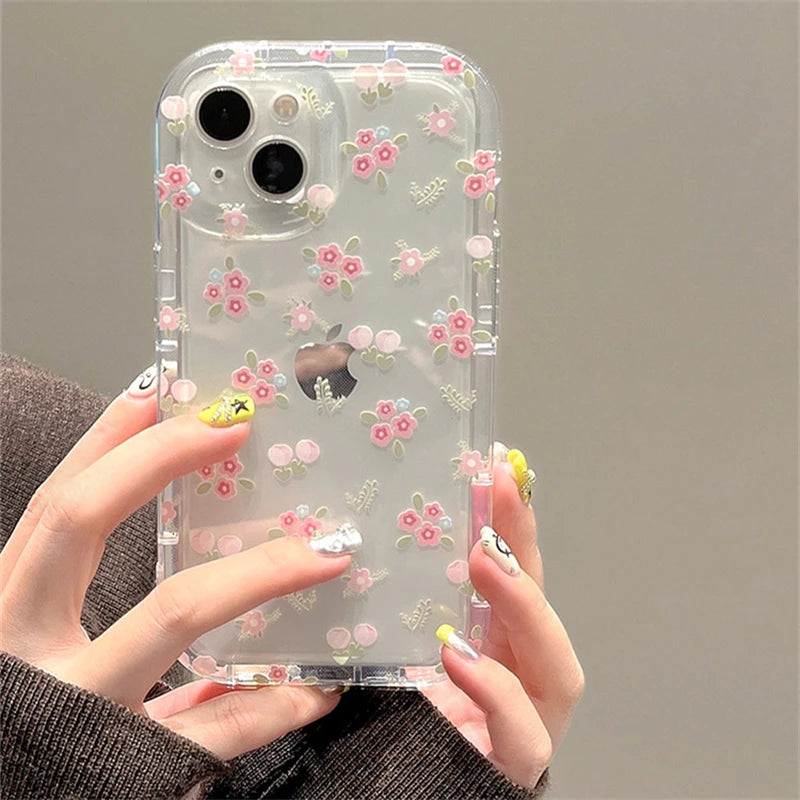 Cute Quicksand Pink Flower Holder Phone Case