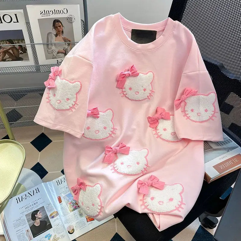 Pink Bow Kawaii T-Shirt Short Sleeve