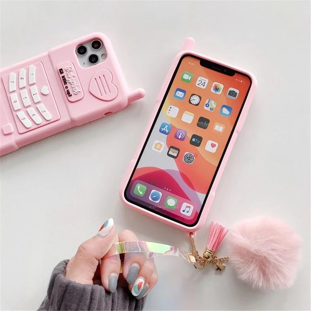 Pink Love Heart Telephone Phone Case