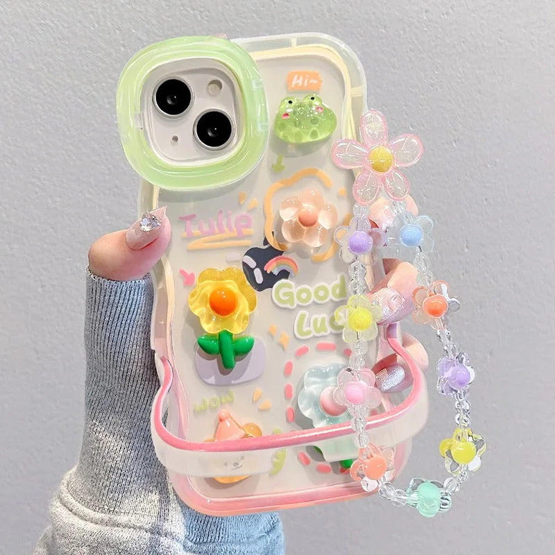 Flower Bracelet Chain Phone Holder Case