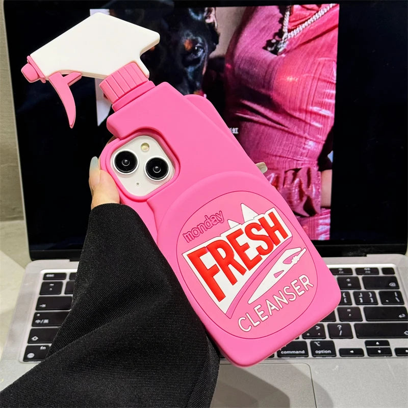 Fresh Pink Bottle 3D Cute Soft Silicone Phone Case