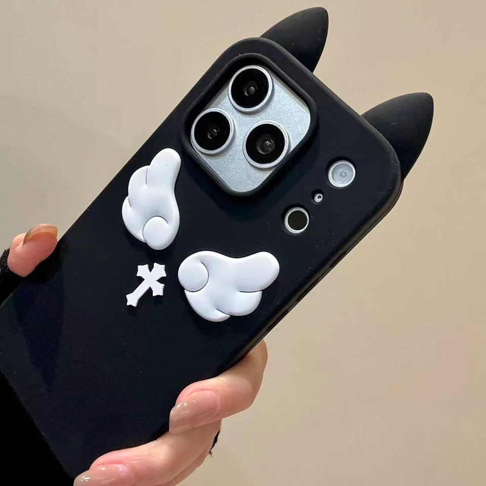 Kawaii Cat Ears Angel Wings Cross Phone Case