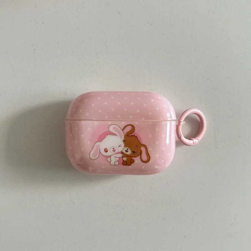 Pink Dots Sweet Rabbits Airpods Case