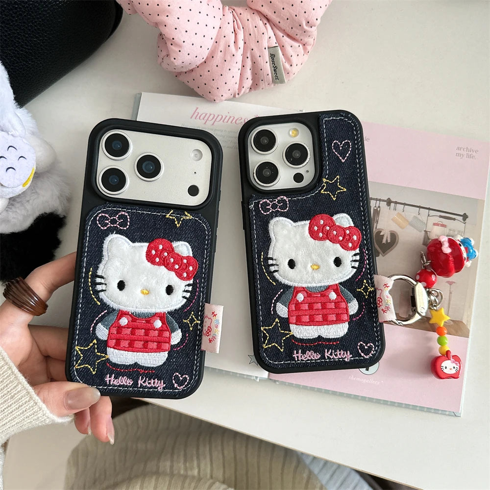 Denim Kawaii Cat Phone Case