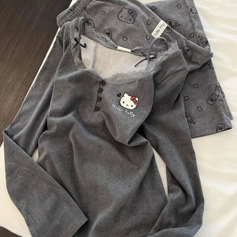 Gray & Pink / White Pajamas Set