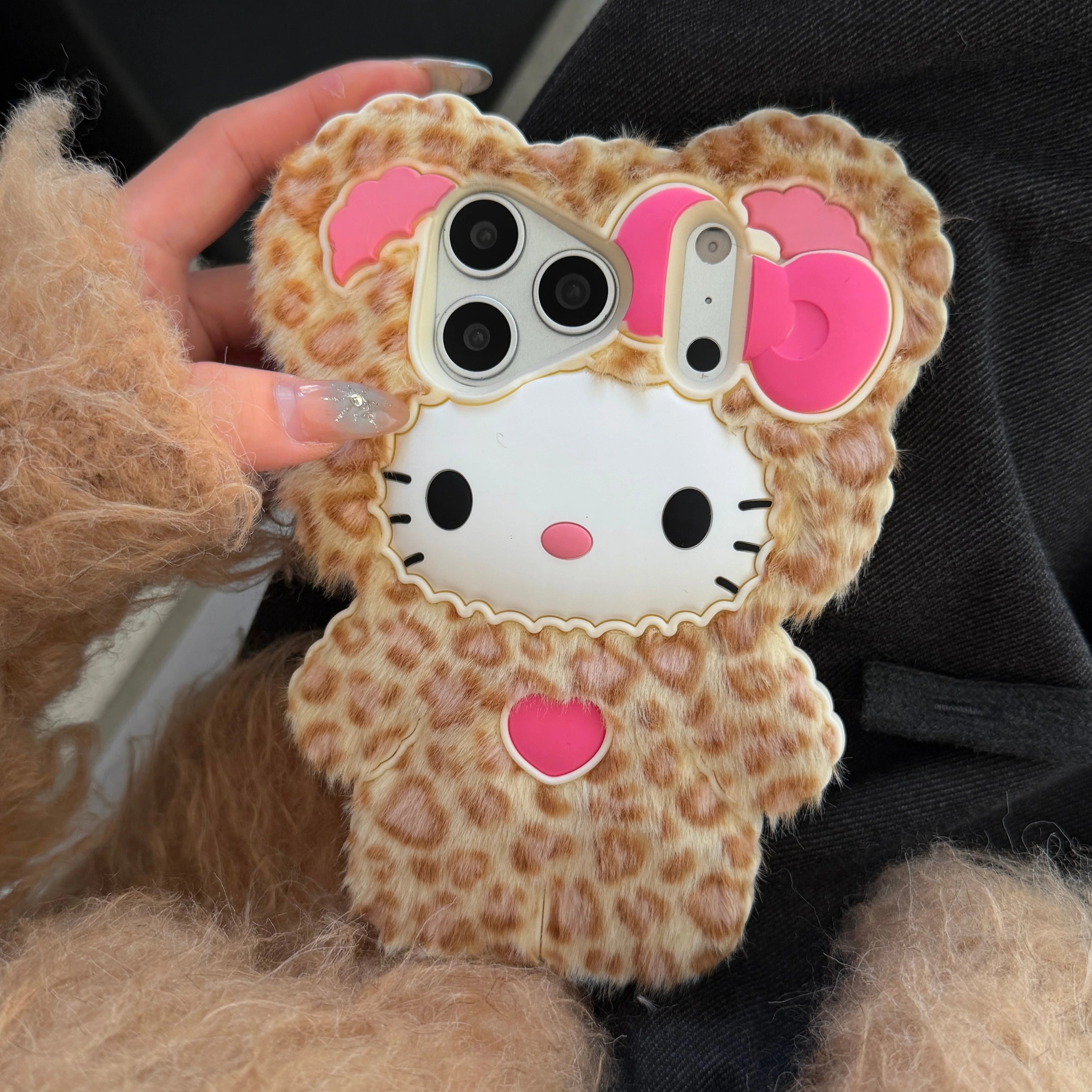 Fluffy Leopard Print Phone Case
