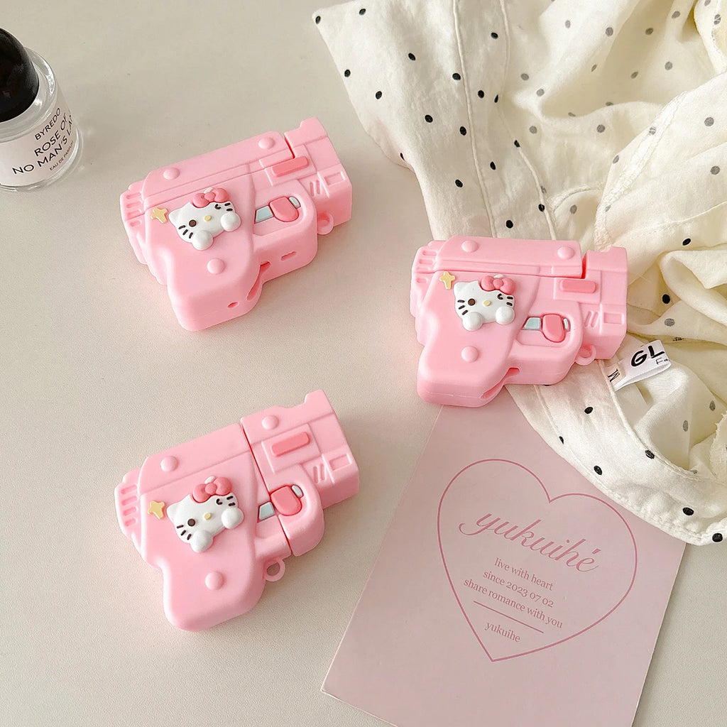 Pink Silicone Soft Gun Airpods Case