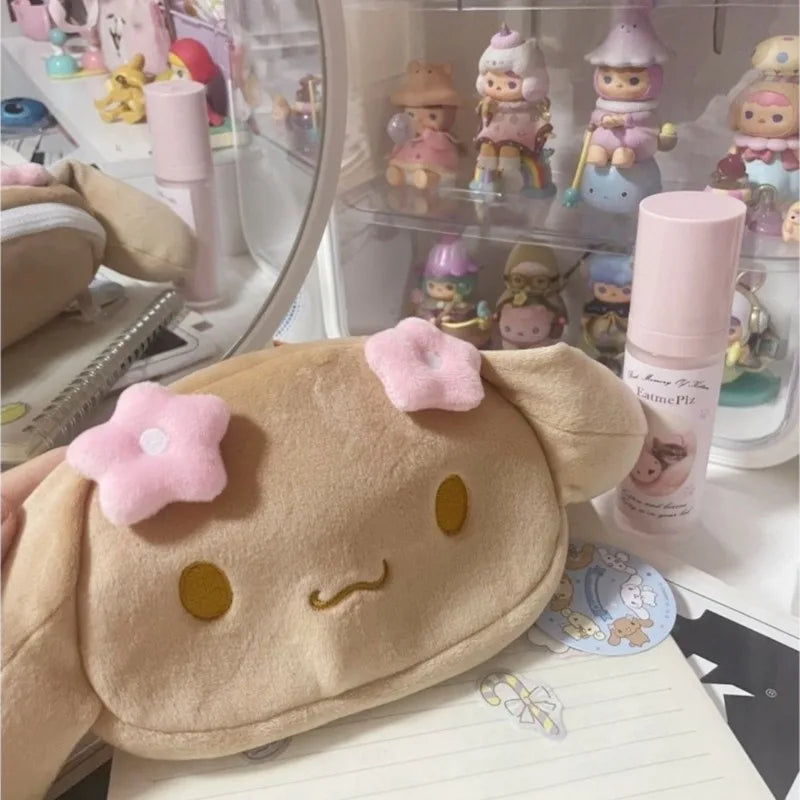 Mocha Brown Plush Storage Makeup Bag