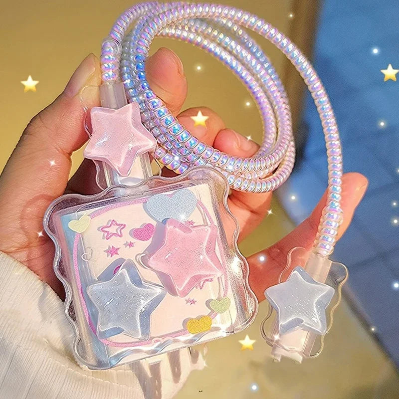 Kawaii 3D Star Heart Cable Protector Cover