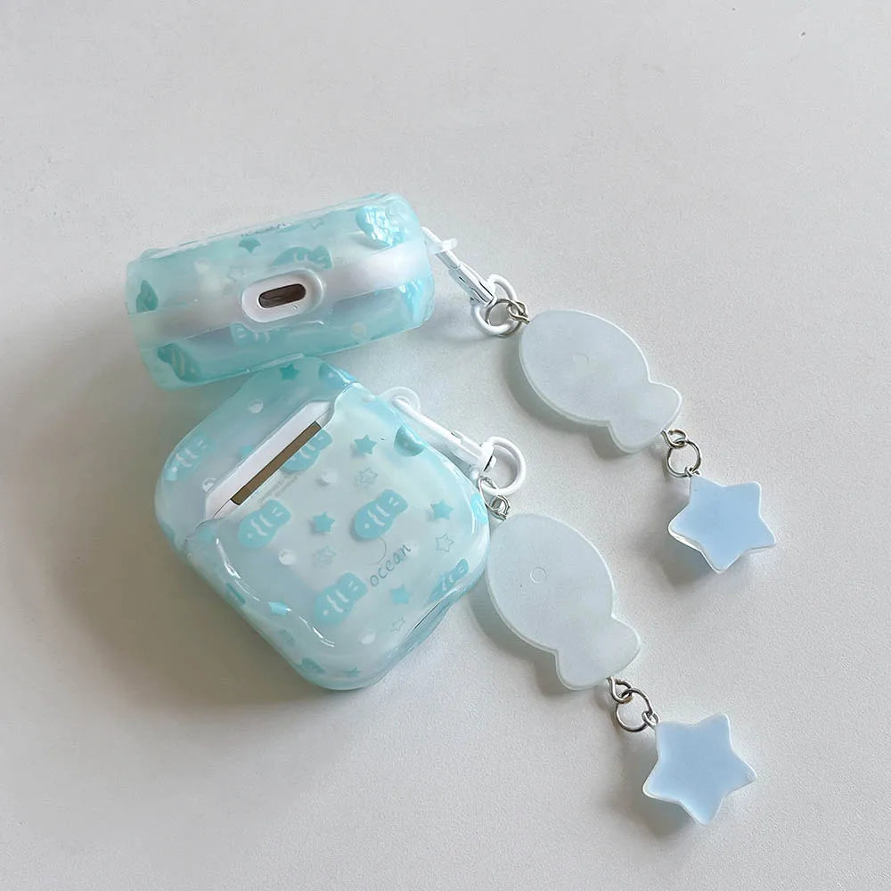 Blue Fish Star Airpods Case