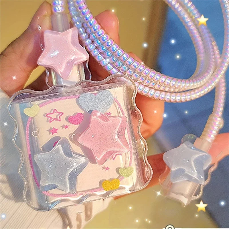 Kawaii 3D Star Heart Cable Protector Cover