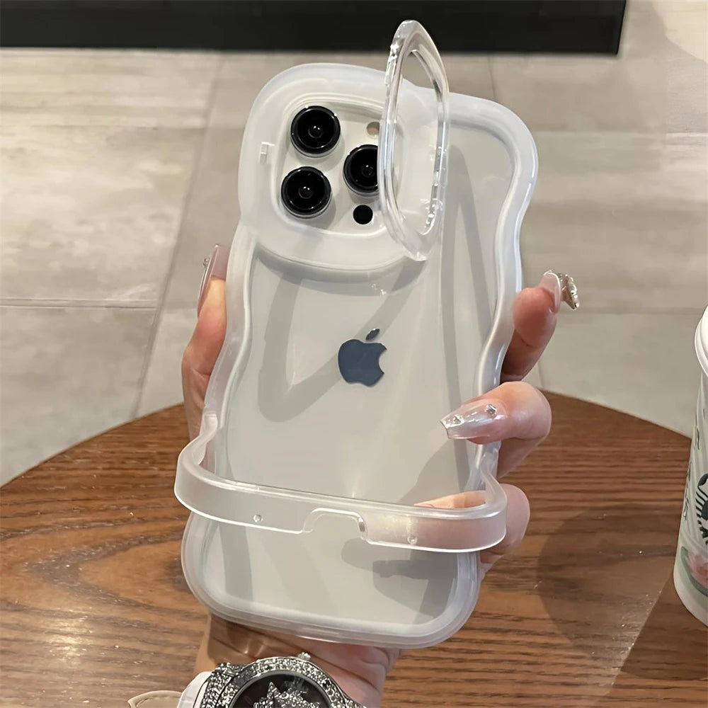 Folding Stand Wave Clear Phone Case