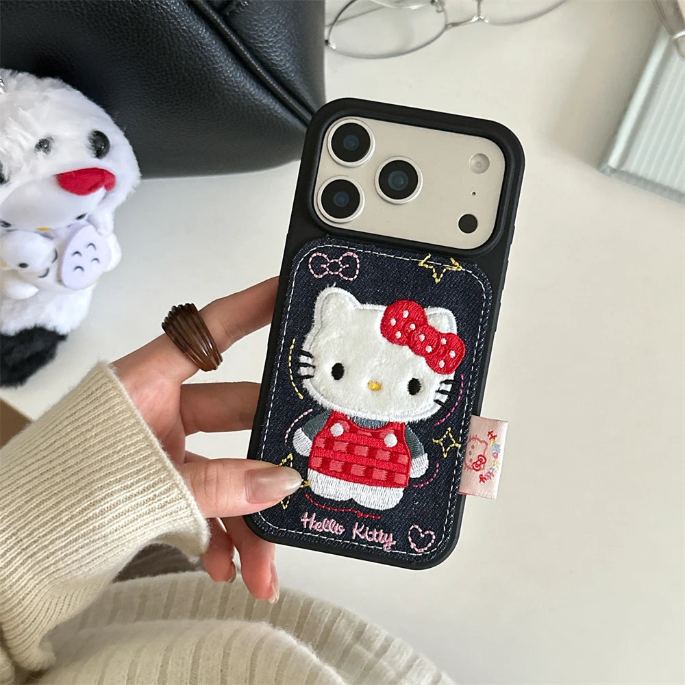 Denim Kawaii Cat Phone Case