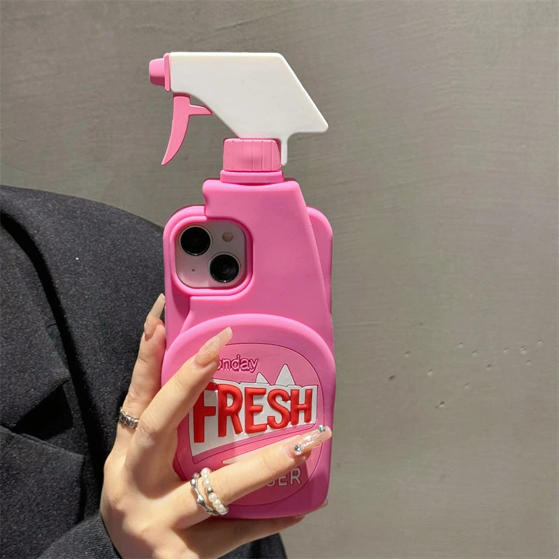 Fresh Pink Bottle 3D Cute Soft Silicone Phone Case