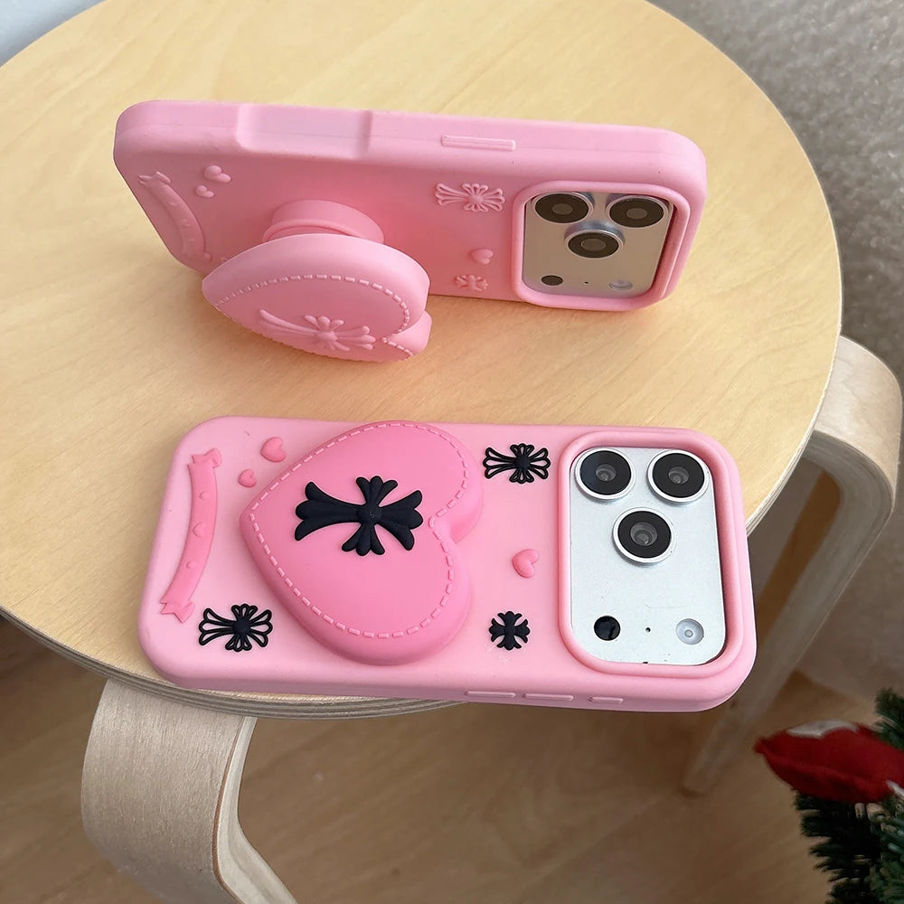 Pink Heart Love Cross Phone Case