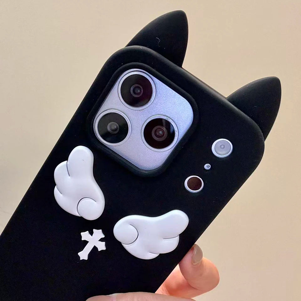 Kawaii Cat Ears Angel Wings Cross Phone Case