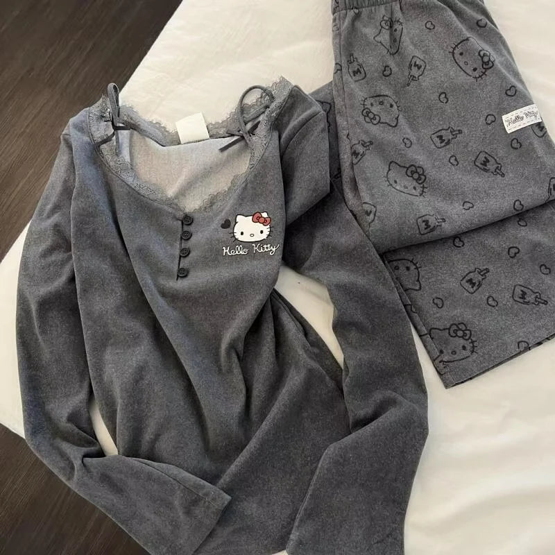 Gray & Pink / White Pajamas Set