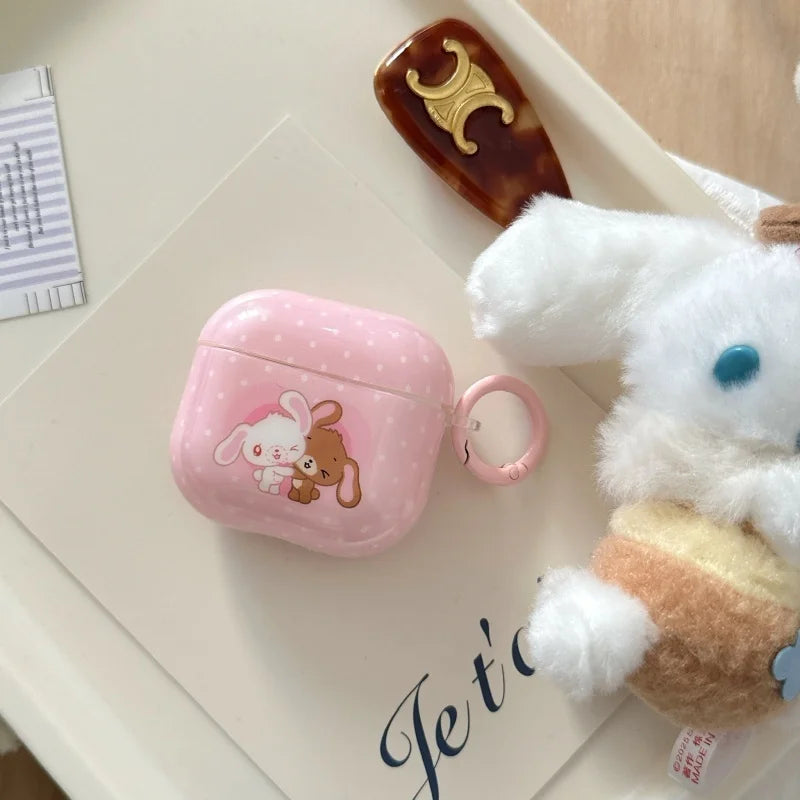 Pink Dots Sweet Rabbits Airpods Case