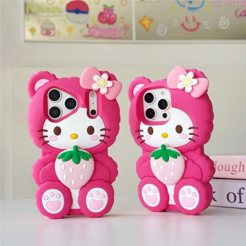 Pink Strawberry Cat Phone Case