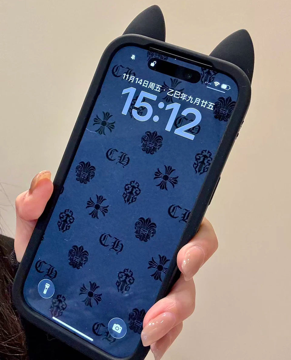 Kawaii Cat Ears Angel Wings Cross Phone Case