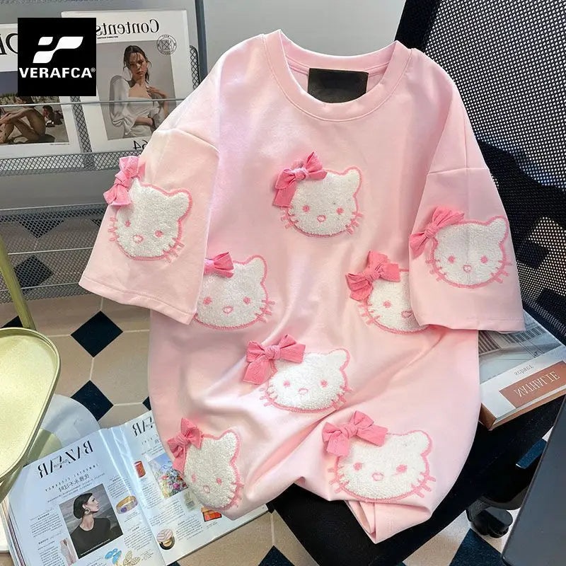 Pink Bow Kawaii T-Shirt Short Sleeve