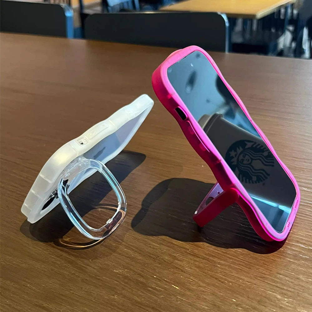 Folding Stand Wave Clear Phone Case
