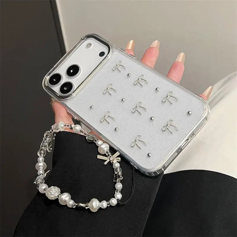 Silver Bow Bead Phone Case