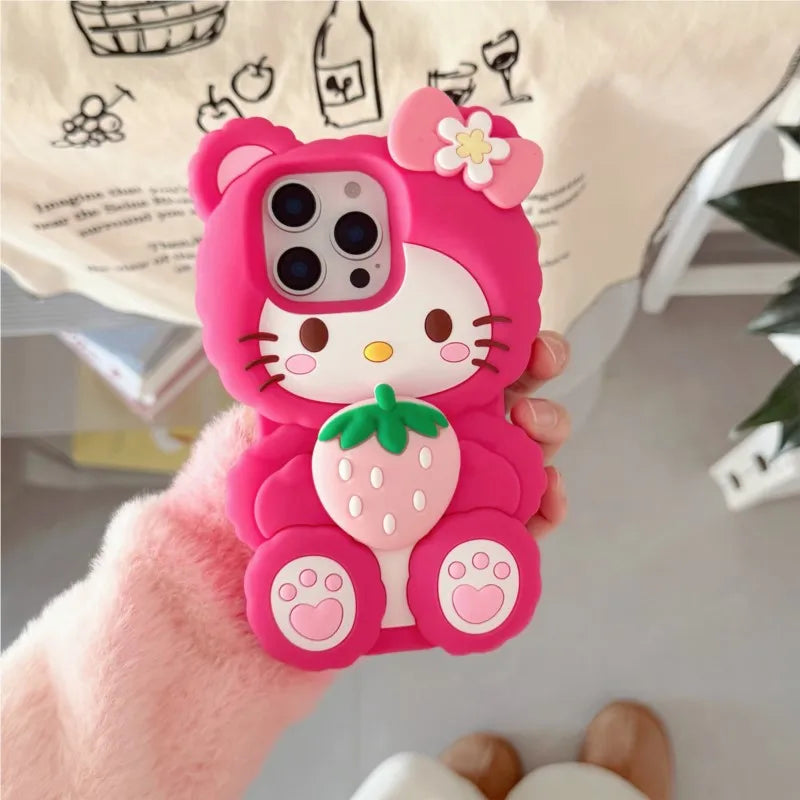 Pink Strawberry Cat Phone Case