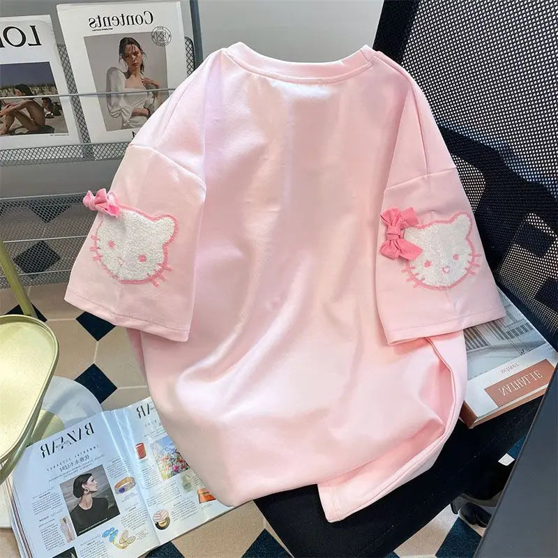 Pink Bow Kawaii T-Shirt Short Sleeve