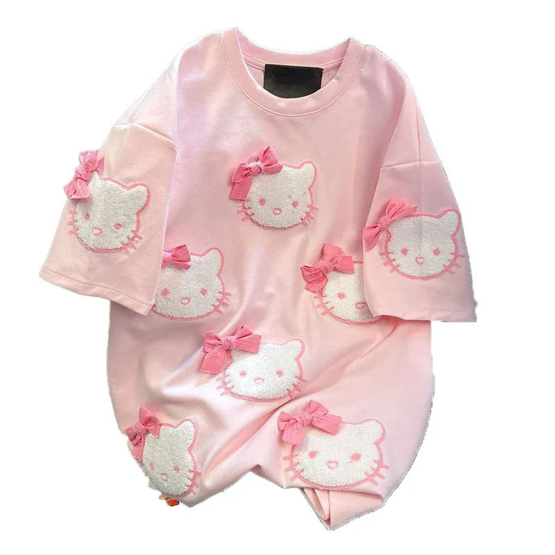 Pink Bow Kawaii T-Shirt Short Sleeve