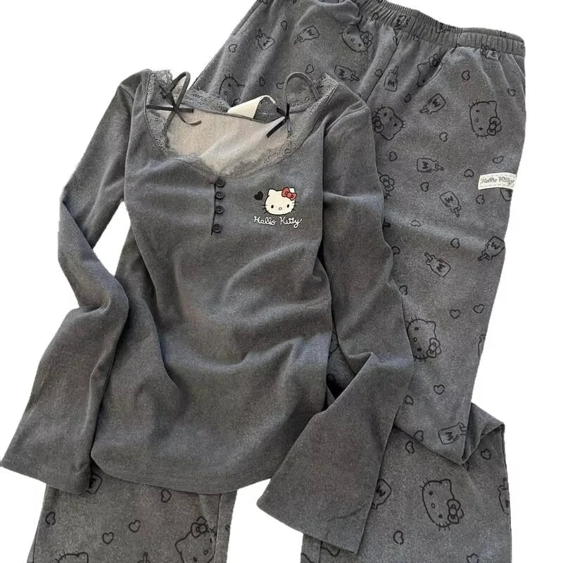 Gray & Pink / White Pajamas Set