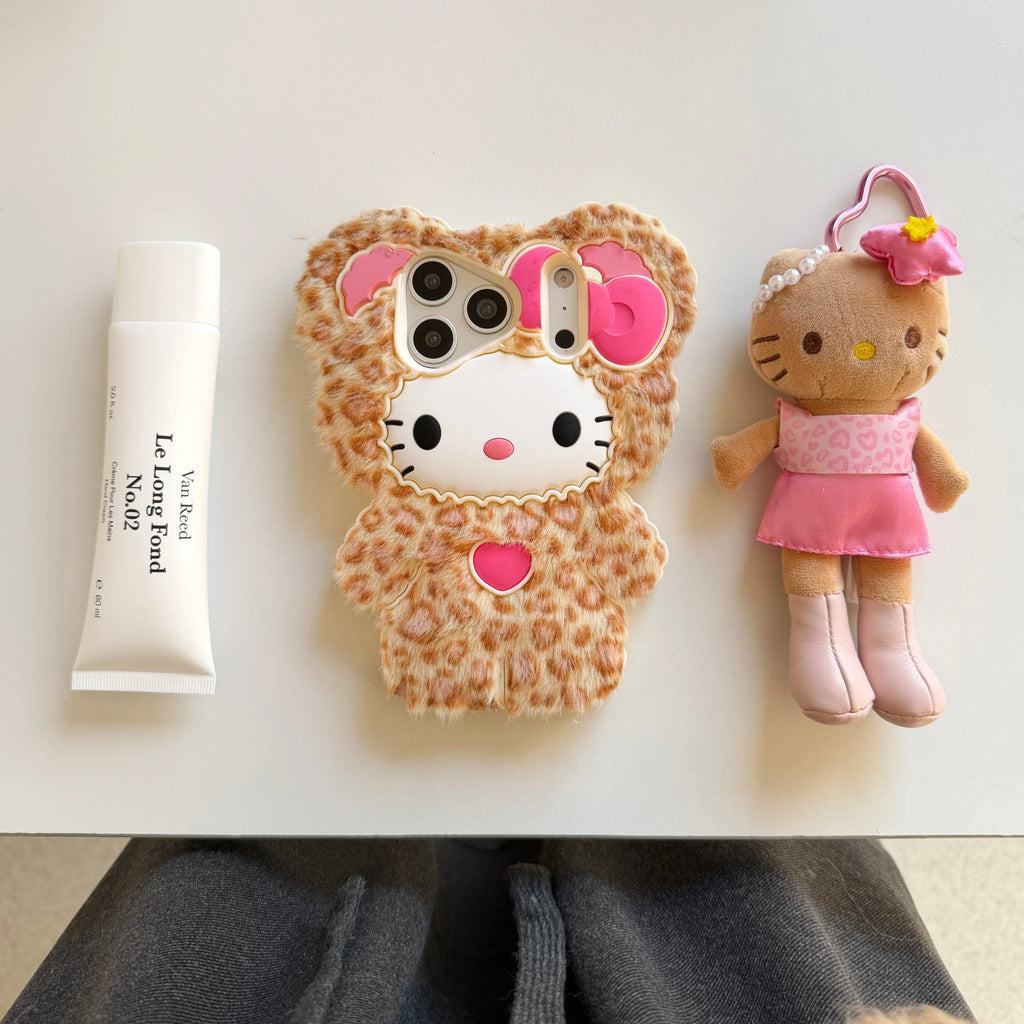Fluffy Leopard Print Phone Case