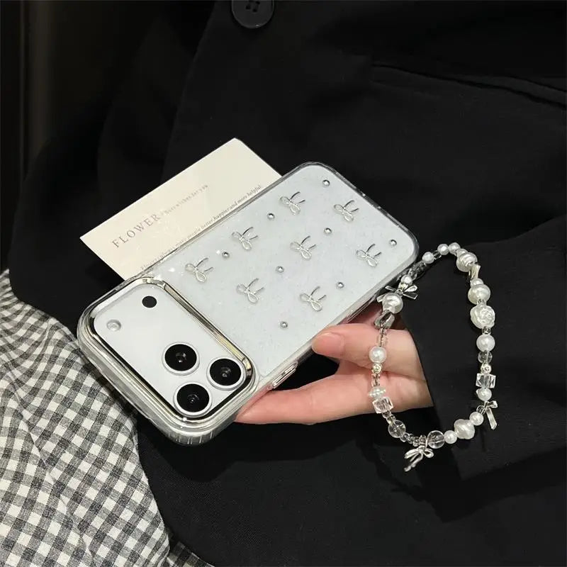 Silver Bow Bead Phone Case