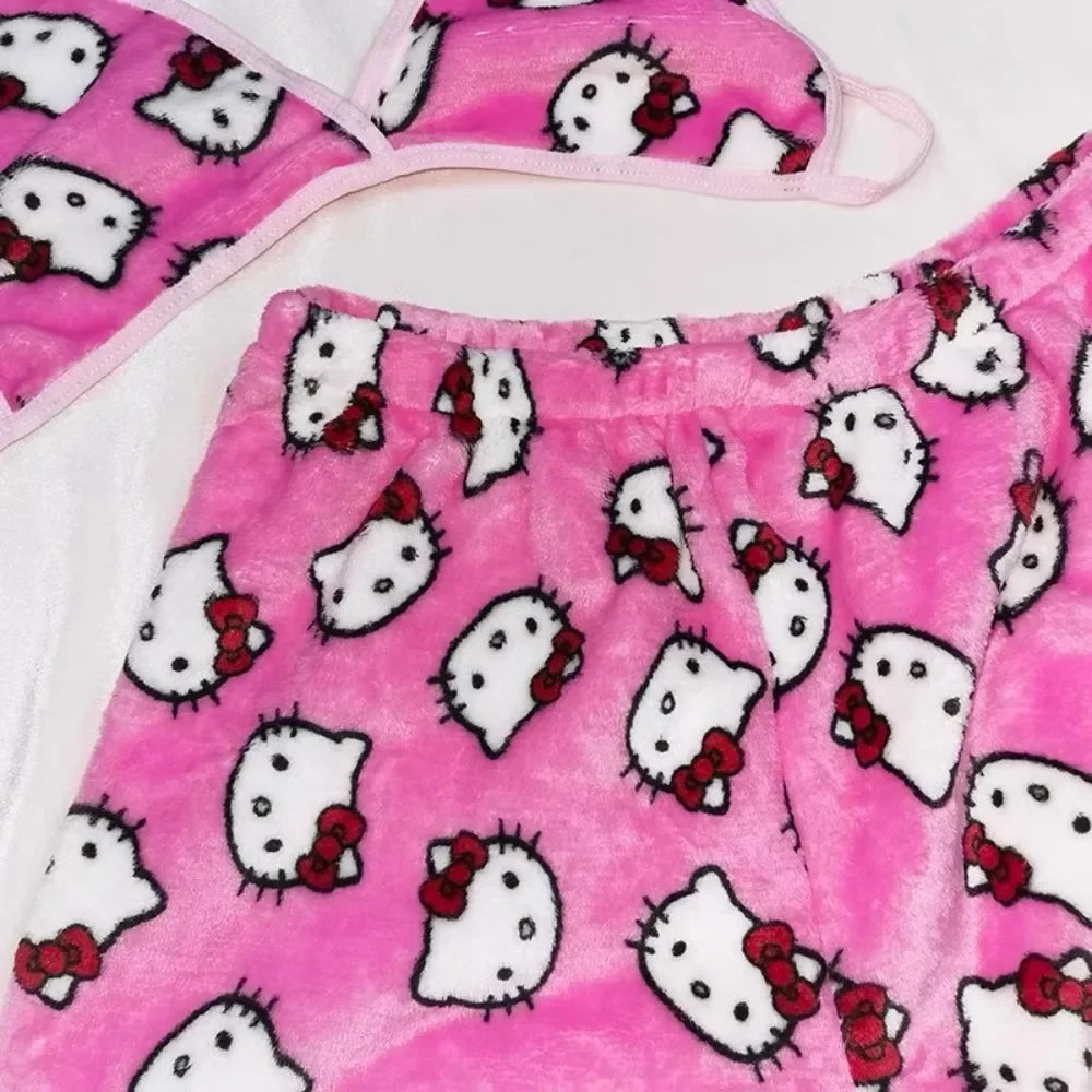 Pink & White Pajama Shorts Set