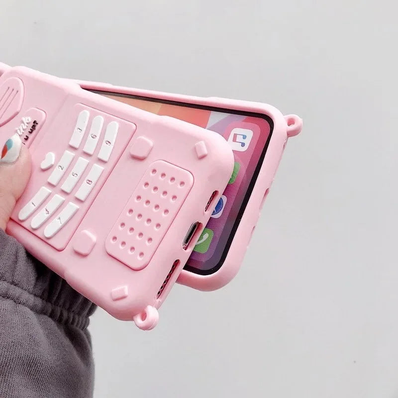 Pink Love Heart Telephone Phone Case