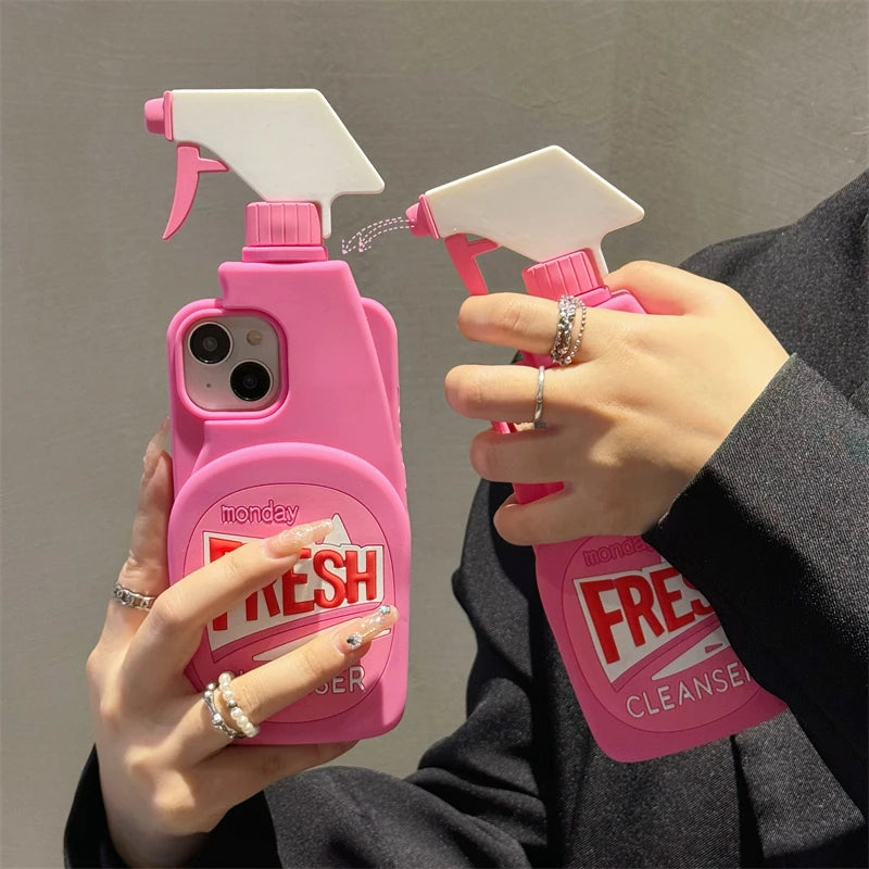 Fresh Pink Bottle 3D Cute Soft Silicone Phone Case