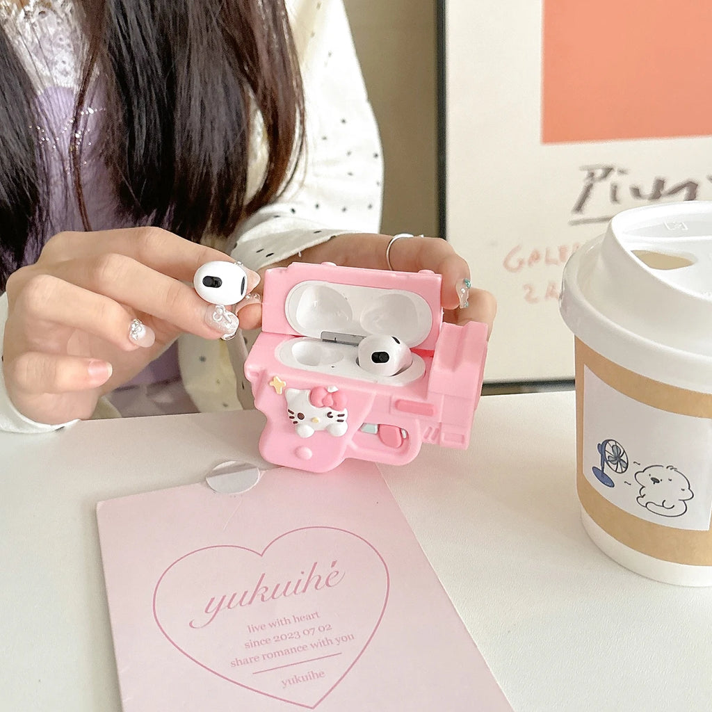 Pink Silicone Soft Gun Airpods Case