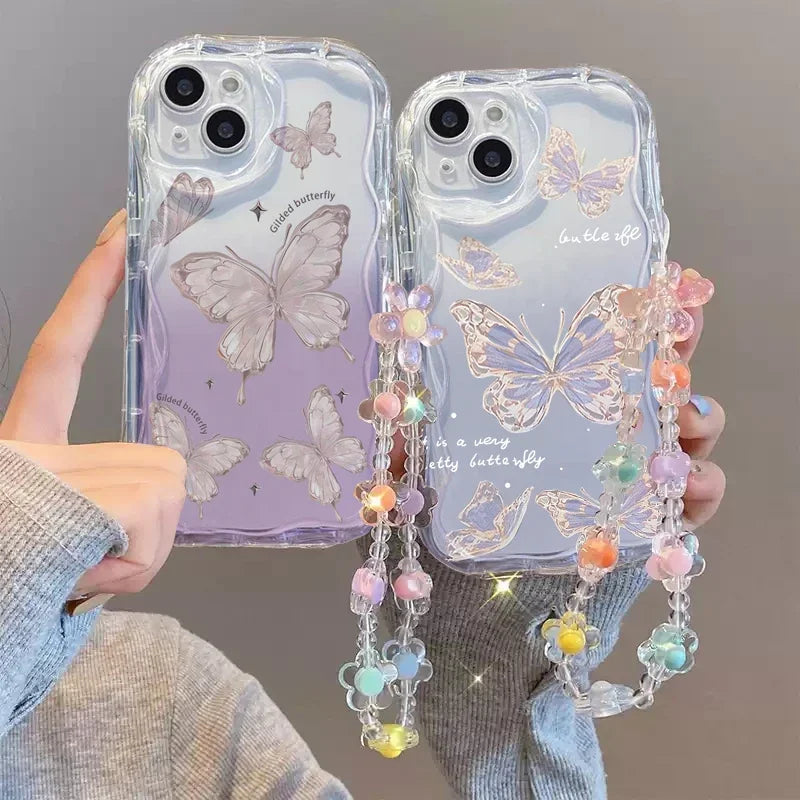Butterfly Flower Wrist Chain Phone Case