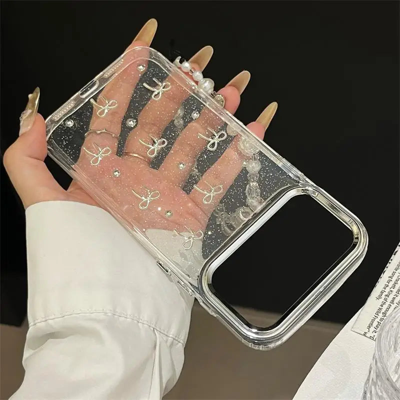 Silver Bow Bead Phone Case