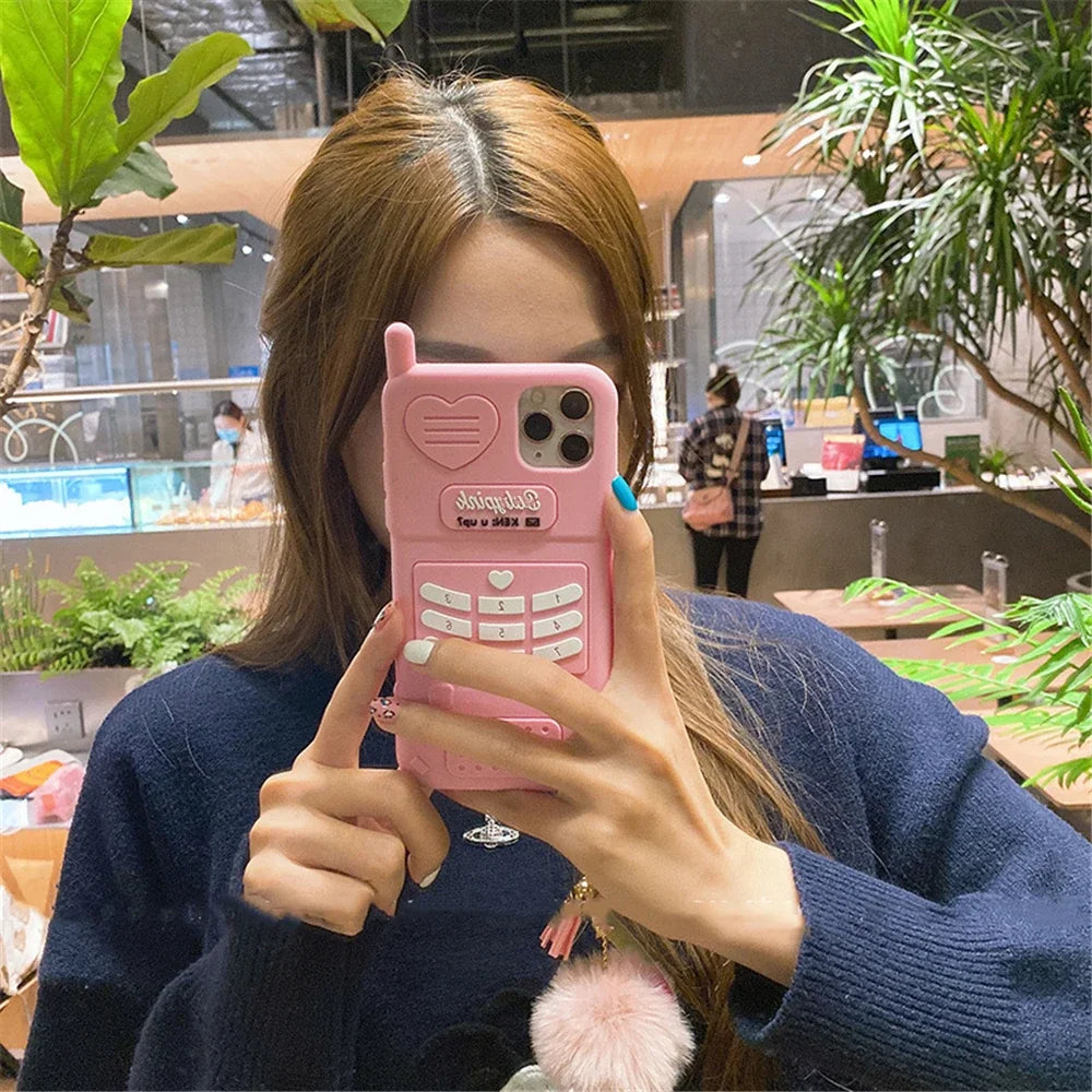 Pink Love Heart Telephone Phone Case